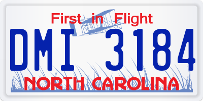 NC license plate DMI3184