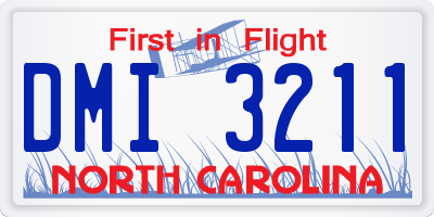 NC license plate DMI3211