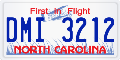 NC license plate DMI3212