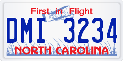 NC license plate DMI3234