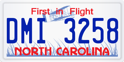 NC license plate DMI3258