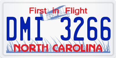 NC license plate DMI3266