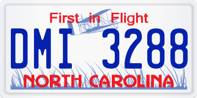 NC license plate DMI3288