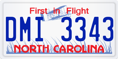 NC license plate DMI3343