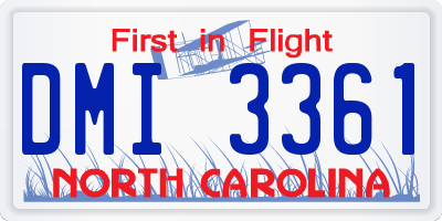 NC license plate DMI3361