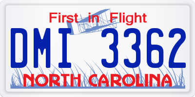 NC license plate DMI3362