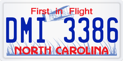 NC license plate DMI3386