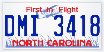 NC license plate DMI3418