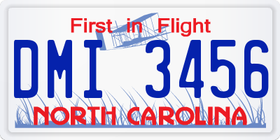 NC license plate DMI3456