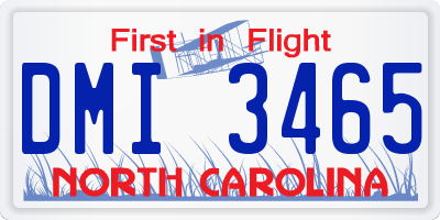 NC license plate DMI3465