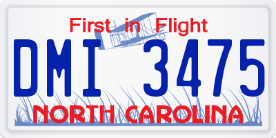 NC license plate DMI3475