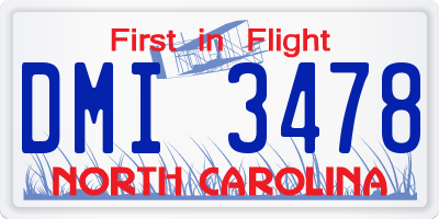 NC license plate DMI3478