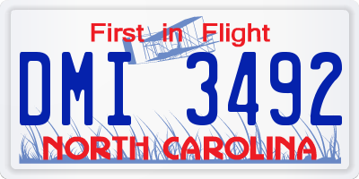 NC license plate DMI3492