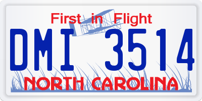 NC license plate DMI3514