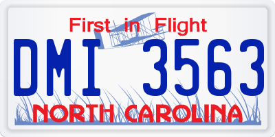 NC license plate DMI3563
