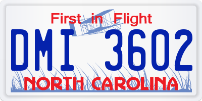NC license plate DMI3602