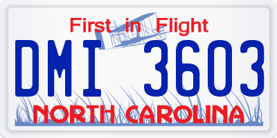 NC license plate DMI3603