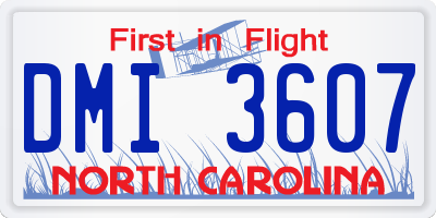 NC license plate DMI3607