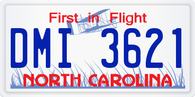 NC license plate DMI3621