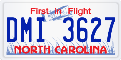 NC license plate DMI3627