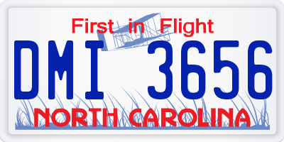 NC license plate DMI3656