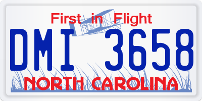 NC license plate DMI3658