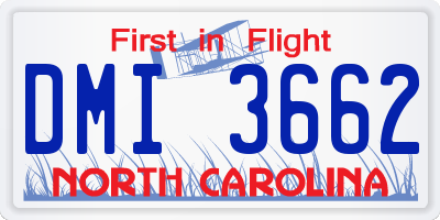 NC license plate DMI3662