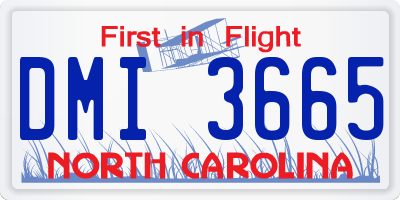 NC license plate DMI3665