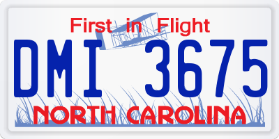 NC license plate DMI3675