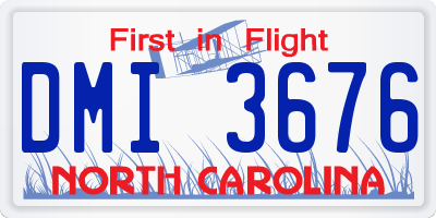NC license plate DMI3676