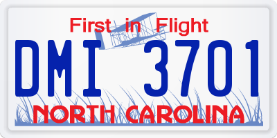 NC license plate DMI3701