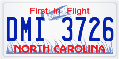 NC license plate DMI3726