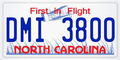 NC license plate DMI3800