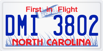 NC license plate DMI3802