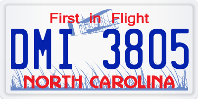 NC license plate DMI3805