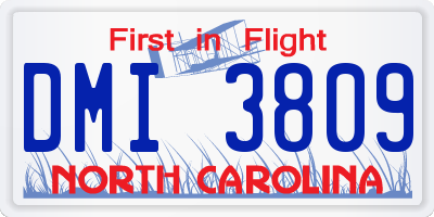 NC license plate DMI3809