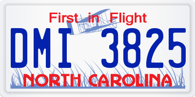 NC license plate DMI3825