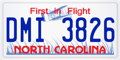 NC license plate DMI3826