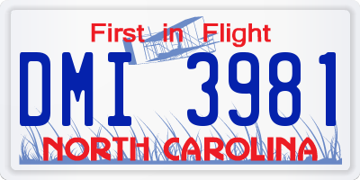 NC license plate DMI3981
