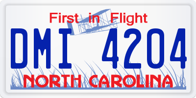 NC license plate DMI4204