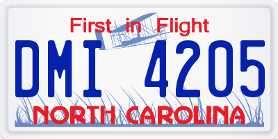 NC license plate DMI4205