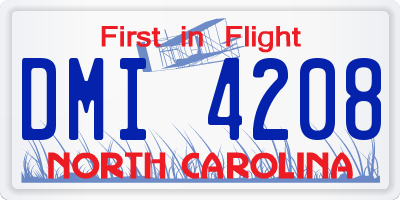 NC license plate DMI4208