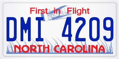 NC license plate DMI4209