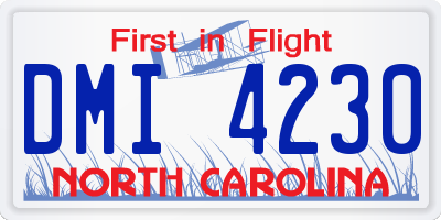 NC license plate DMI4230