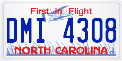 NC license plate DMI4308