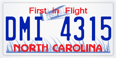 NC license plate DMI4315
