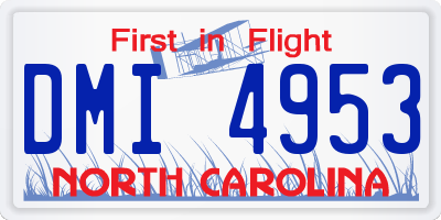 NC license plate DMI4953
