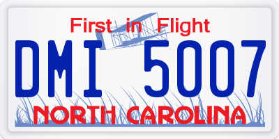 NC license plate DMI5007