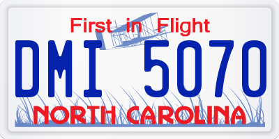 NC license plate DMI5070