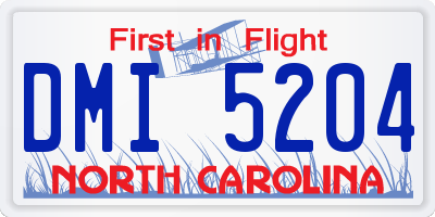 NC license plate DMI5204